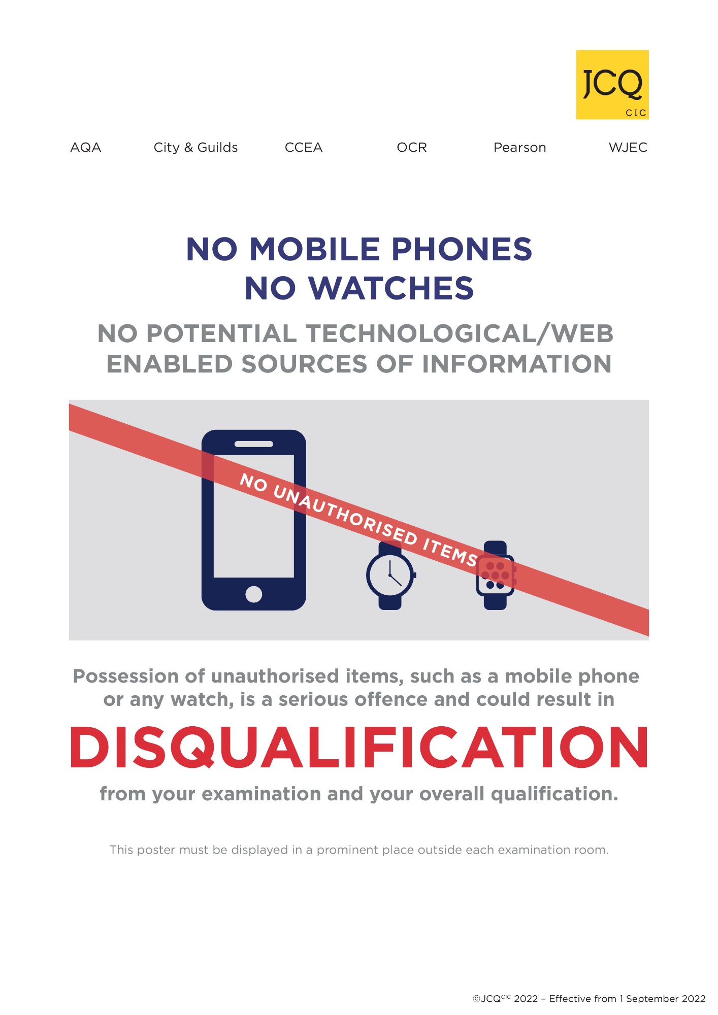 JCQ Warning to Candidates